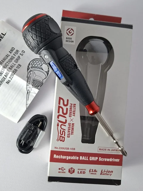 پیچگوشتی شارژی و دستی وسل VESSEL مدل 220USB-1EB ساخت ژاپن